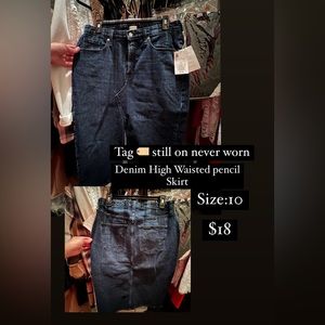 Denim high waisted pencil skirt
